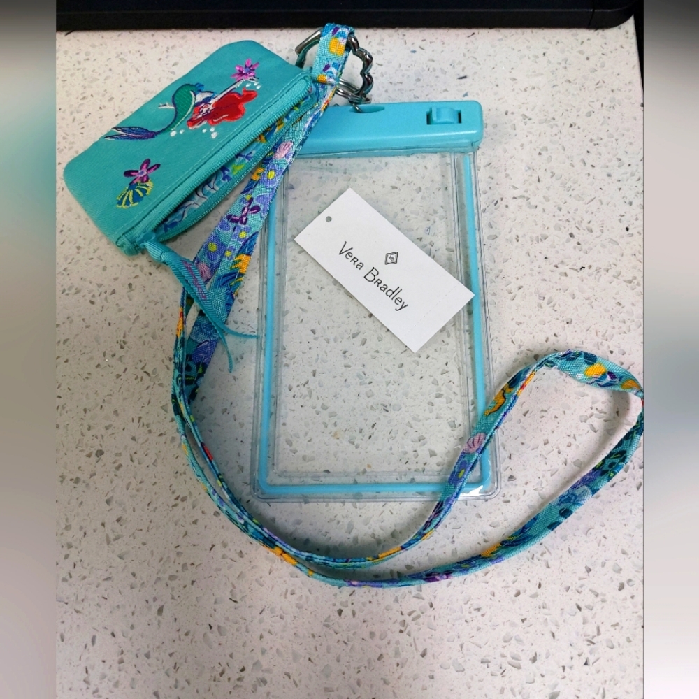 Vera Bradley Disney Little Mermaid Cell Phone Pouch & Lanyard & Zip ID NWT